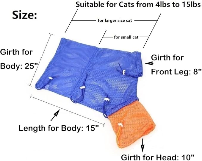 Cat Grooming Bag Puppy Dog Cleaning Polyester Soft Mesh Scratch & Biting Resisted for Bathing Injecting Examining Nail Trimming