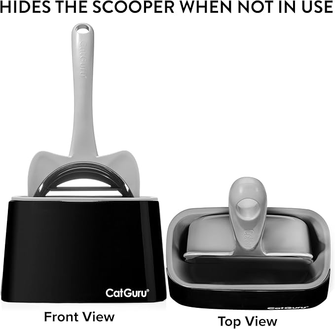 CatGuru Premium Cat Litter Scoop Holder, Scooper Caddy, Scoop Stand Pairs with Any Cat Litter Box and Fits Most Cat Litter Scoops (Black)