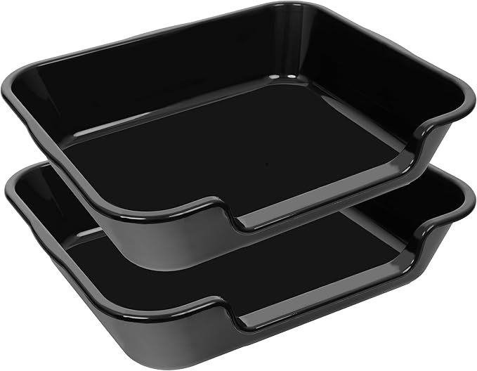 2 Pack Extra Large Dog Litter Box Pan Tray (ABS Material), Low Entry Jumbo Senior Litter Boxes for Multiple Kitten Big Cats, Pet Safe Indoor Dog Potty (Black, 24" L x 20" W)