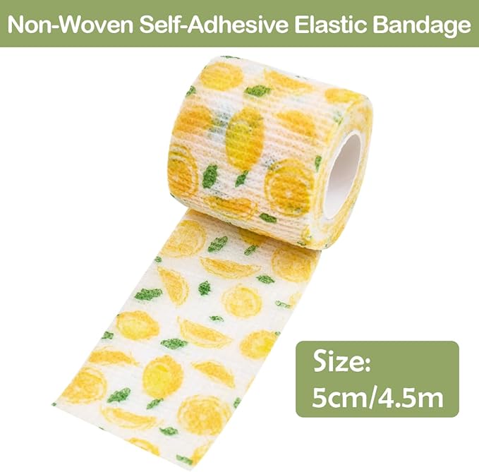 6 Rolls Self-Adhesive Bandage Wrap Non-Woven Vet Wrap Cohesive 2Inchx5yard for Dogs Cats Horse Leg Pet Animals Wounds Wrist Healing Sprains & Swelling Fruit Print