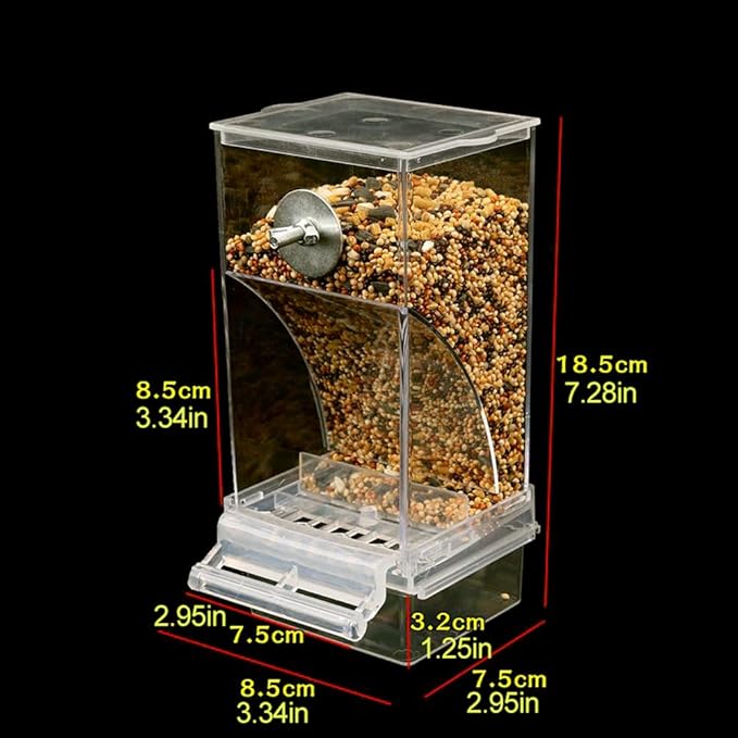 Automatic Bird Feeder,No Mess Bird Cage Feeder,Transparent Parrot Seed Food Container Cage Accessories for Small and Medium Parakeets Lovebirds