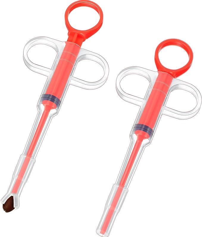 2 Pieces Pet Pill Plunger Popper for Small Cats Dogs Pill Gun Dispenser Shooter Pet Piller Soft Tip Tablet Syringe Pusher Animal Medicine Feeder for Feeding Accessories (Red)