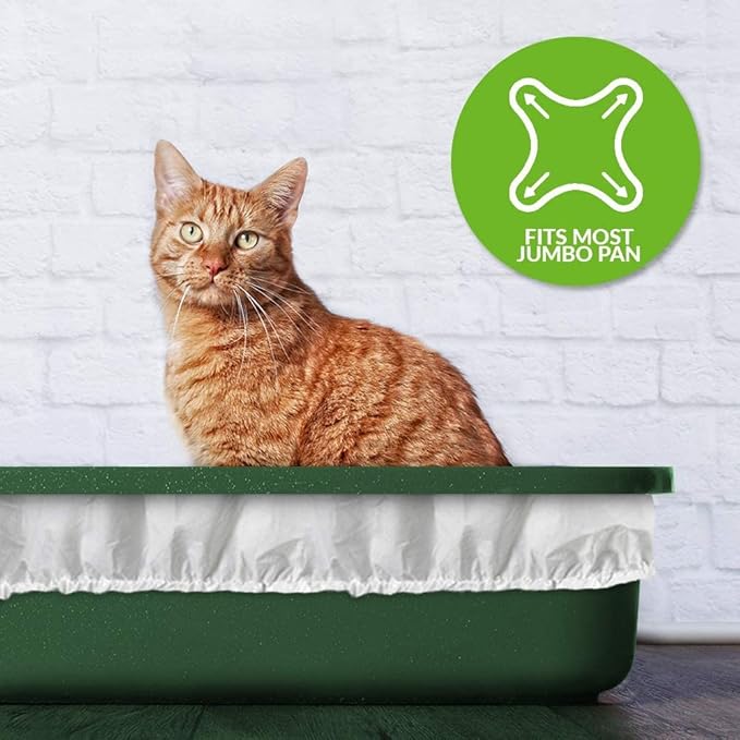 Alfapet Kitty Cat Pan Litter Box Disposable, Elastic Liners-13-Pack-For Extra-Giant, Jumbo, Super-Jumbo Size Litter Pans- with Sta-Put Technology for Firm, Easy Fit- Quick + Clever Waste Cleaners