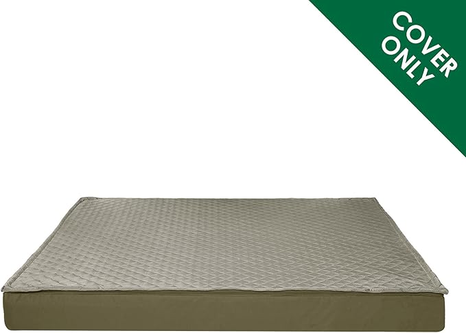 Furhaven Replacement Dog Bed Cover Water-Resistant Indoor/Outdoor Quilt Top Convertible Mattress, Washable - Dark Sage, Jumbo Plus (XX-Large)