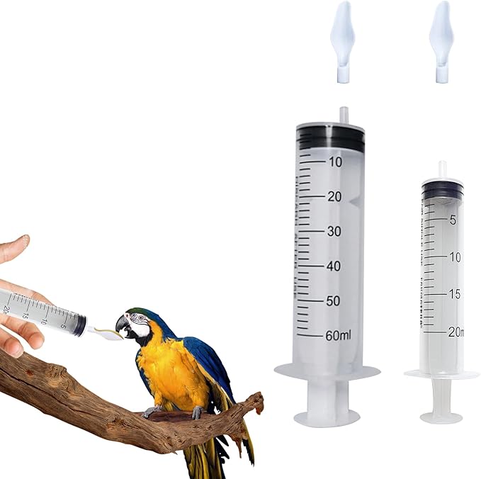 4 Pieces Baby Bird Feeding Syringe with 2 PCS 20ml Syringes, 2PCS 60ml Syringes and 4 Soft Feeding Spoons, Feeding Tool for Small Animals, Pet Feeding Tool, Pet Syringe, Bird Parrot Feeder Spoon