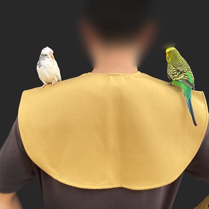 QBLEEV Parrot Anti-Scratch Shoulder Protector Hang Bird Anklet&Toys, Stand Shoulder Cape, Multi-Functional Pet Shoulder Pad Diaper Shawl for Small Medium Parakeets Cockatiels, Sun Conures(Yellow)