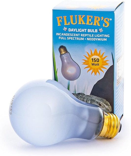 Fluker's Incandescent Reptile Lighting, Full Spectrum Daylight Bulb for Reptiles, Made with Neodymium, Provides Infrared Light, 150-Watt