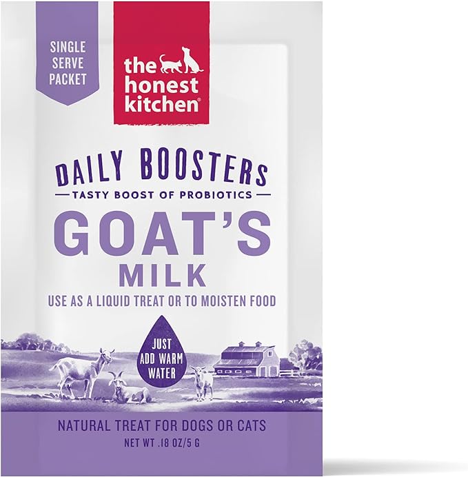 The Honest Kitchen Daily Boosts: Instant Goat's Milk with Probiotics for Cats and Dogs, 12 Pack of 5g Sachets