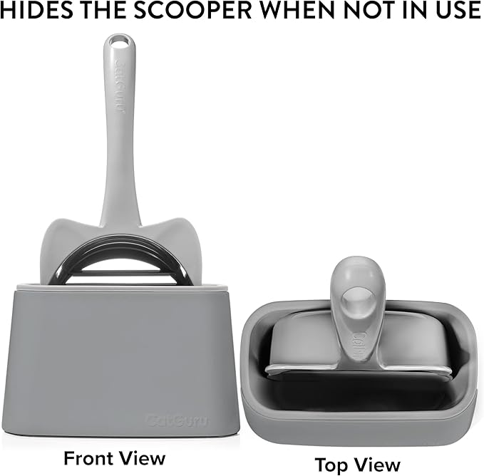 CatGuru Premium Cat Litter Scoop Holder, Scooper Caddy, Scoop Stand Pairs with Any Cat Litter Box and Fits Most Cat Litter Scoops (Gray)