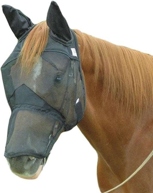 Cashel Quiet Ride Horse Fly Mask with Long Nose and Ears, Black, Warmblood