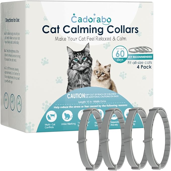 Calming Collar for Cats Cat Pheromone Calming Collar Stress and Anxiety Relief Lasts 30 Days Calm Collar Cat Adjustable Appeasing Calming Collar for Kitten Kitty Calm Collar Make Cat Relaxed 4 Pack