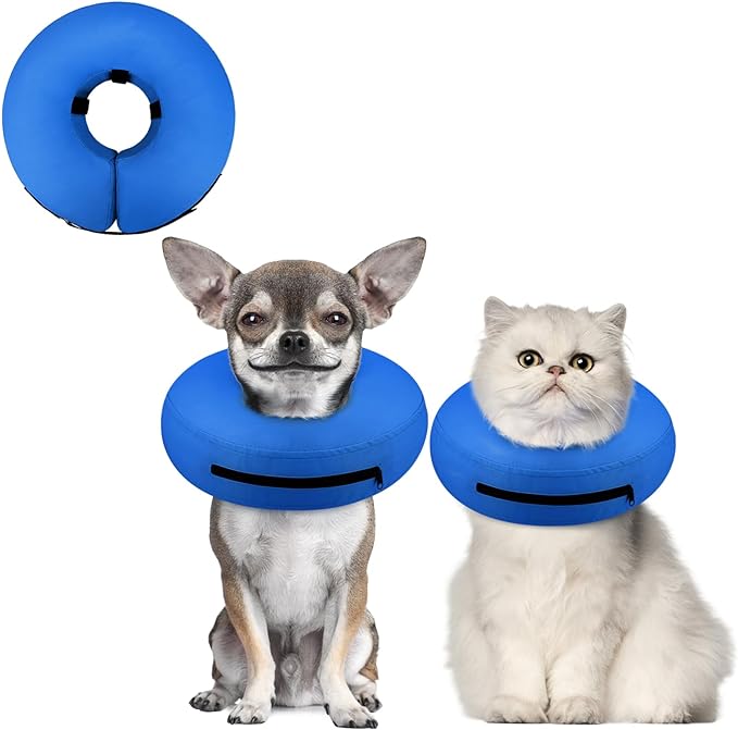 Supet Inflatable Dog Cone Collar for Medium Small Dogs Cats, Soft Cone for Dogs Cats to Stop Licking, E Collar Dog Neck Donut Dog Cone Alternative After Surgery