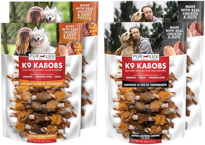 K9 Kabob Real Chicken, Duck, and Sweet Potato Dog Treats, Made with Real Chicken and Sweet Potato, Healthy, Easily Digestible, Long Lasting, and High Protein Dog Treat, 48 oz