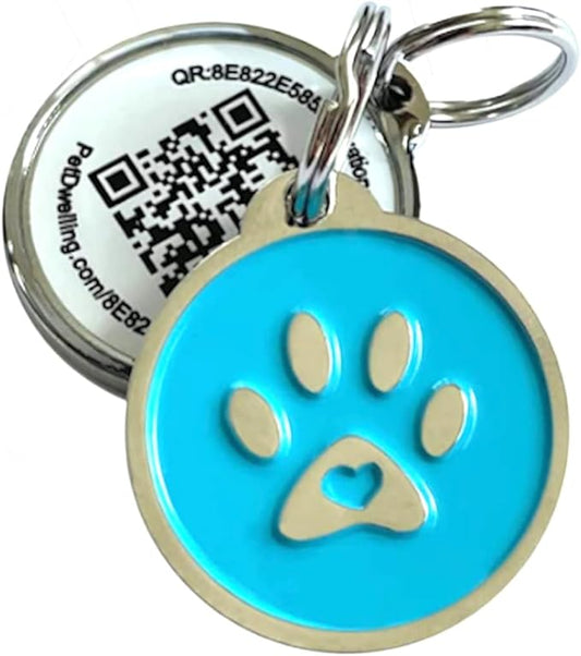 Premium Pet ID Tag for Dogs and Cats: Easy Scan QR Code, Instant Online Pet Profile Access, & Scan Location Alerts(Summer Blue Paw)