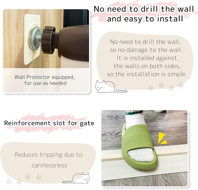 Extra Tall Pet Gate 55.12" High Pressure Mounted 30.12"-34.05" Extra Wide (9 Sizes) 1.37" Gap for Cat Dog Children Stairs Doorway Hallway No Drilling Auto-Close (30.12"-34.05", Cream White)