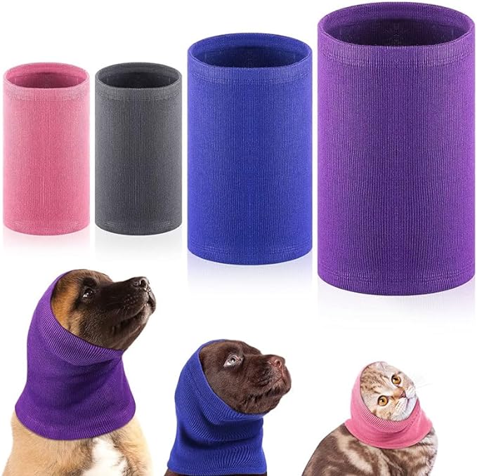 Shake Head Dog No Flap Ear Wraps for dogs Dog Hematoma Ear wrap Quiet Ears Protectors Noise Cancelling Dogs Wine+Purple-L