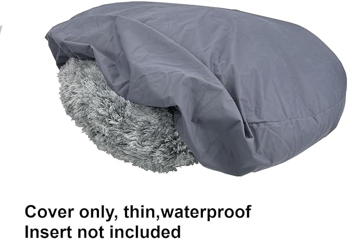 Waterproof Round Dog Bed Cover Replacement Washable Grey 36 Inch