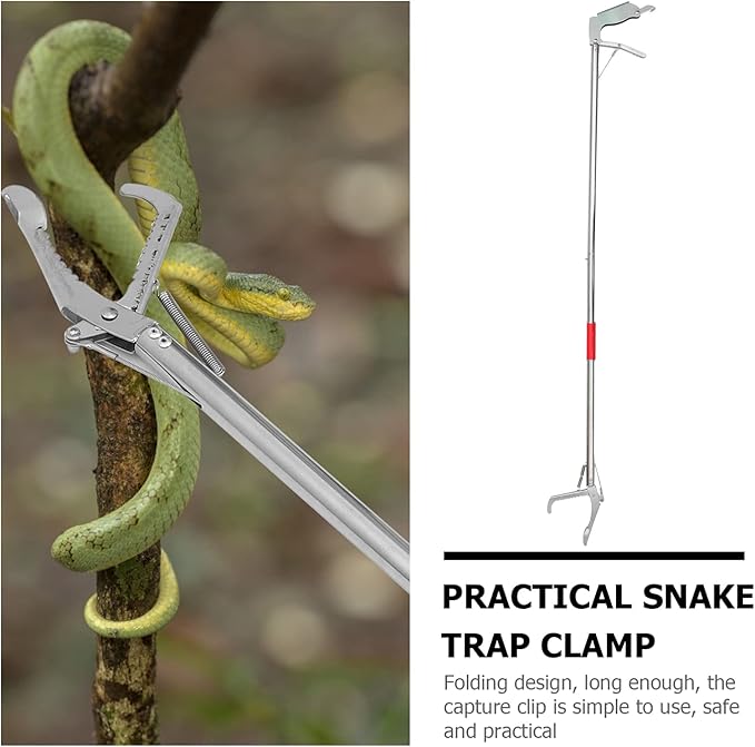 POPETPOP 1pc Clip Home Garden Tool Agriculture Tool Easy to Operate Snake Flexible Snake Lightweight Snake Easy to Clean Snake Fold Stainless Steel Jaws Terrarium Buckle