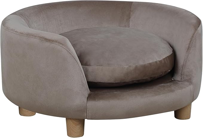 Dog Sofas and Chairs for Small Pet/Dog Sofa Chair with Soft Velvet Fabric / /Wooden Frame Cat Sofa Chair/Dog Sofa Bed with Washable Cushion for Small Dog Rest Using (brown)