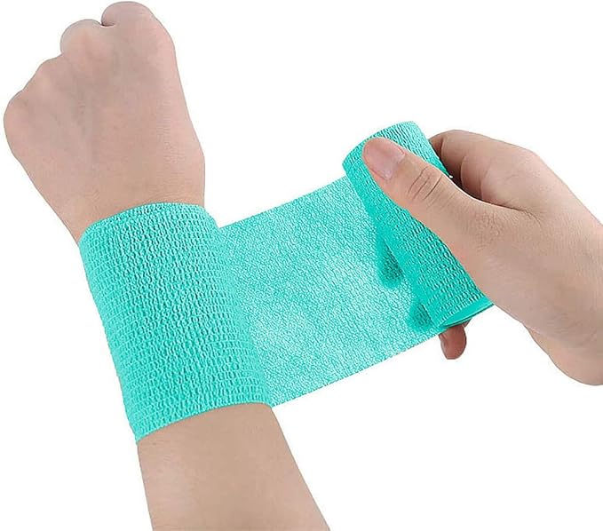 kathson 2“ × 8 ”Vet Wrap Tape Veterinarian Self Adhesive No Chew Bandage Wound Dressing Medical Bandage Gauze for Animals Pets Dogs Cats Horses Ear Feet Paw Tail Injury（Green)