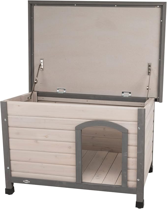 TRIXIE Small Natura Classic Outdoor Dog House, Weatherproof Finish, Elevated Floor, Gray