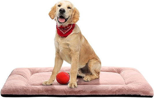 Dog Beds Crate Pad for Medium/Large Dogs Fit Metal Dog Crates,Ultra Soft Dog Crate Bed Washable & Anti-Slip Kennel Pad for Dogs Cozy Sleeping Mat,Pink 36inch