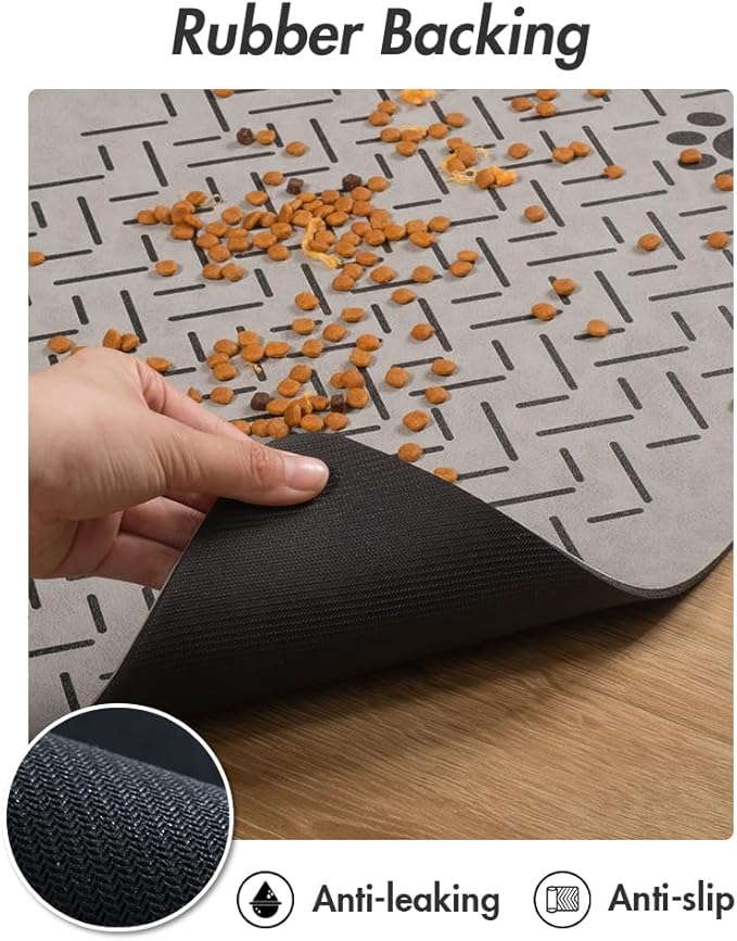 MontVoo-Absorbent Pet Feeding Mat-No Stains Quick Dry Dog Mat for Food and Water Bowl-Rubber Backing Dog Food Mat Dog Water Dispenser Mat-Dog Accessories Pet Supplies-Dog Water Bowl for Messy Drinkers