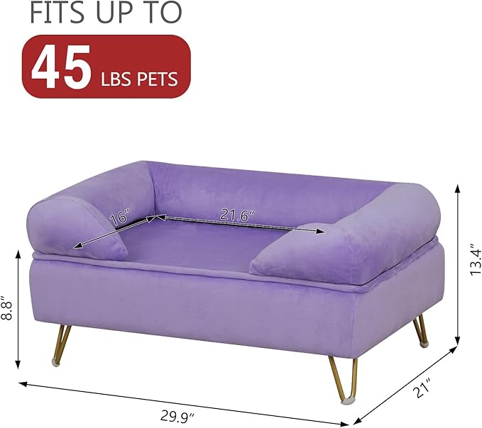 Dog Sofas and Chairs for Small Breeds,Dog Couch for Small Pet,Cat Sofa Chair with Soft Velvet Fabric,Wooden Frame Cat Bed,Pet Sofa Bed for Small Dog Rest Using,PURPLE