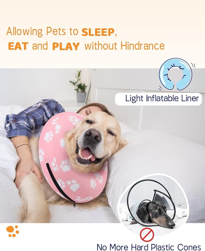 Supet Inflatable Dog Cone Collar Alternative after Surgery, Dog Neck Donut Collar Recovery E Collar for Post Surgery, Soft Dog Cone for Small Medium Puppies