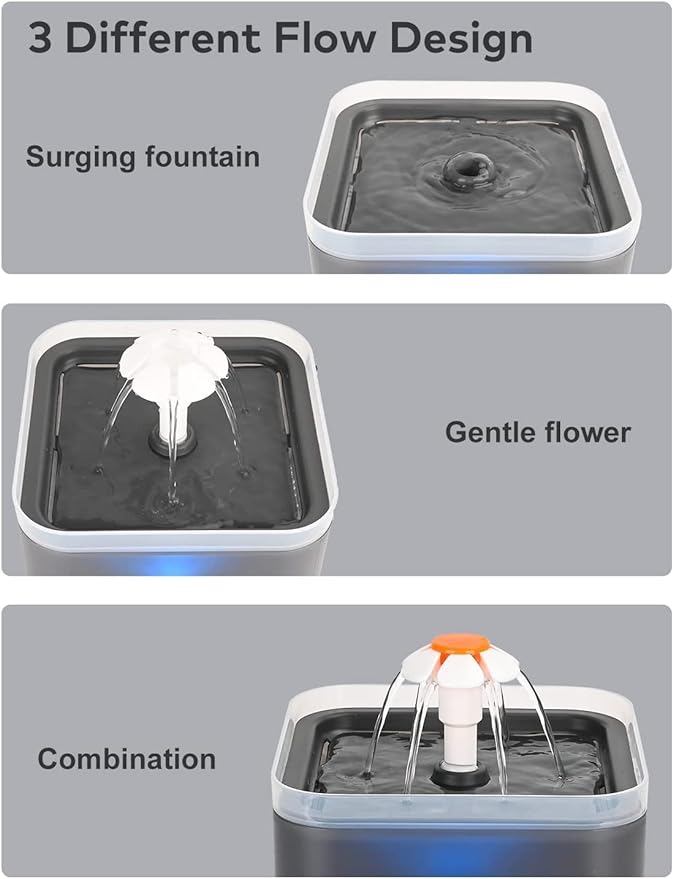 AONBOY Cat Water Fountain with 6 filters(Gray)