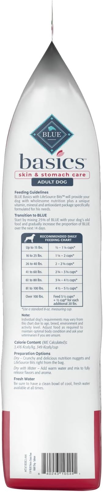 Blue Buffalo Basics Grain-Free Dry Dog Food for Adult Dogs, Limited Ingredient Diet, Salmon Recipe, 11-lb. Bag