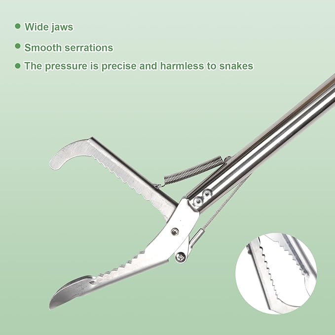 Snake Grabber Tool, Wide Jaws Snake Tongs Grabber with Snake Bag Serrated Design Foldable Professional Snake Grabbing Stick Pole Pliers Snake Handling Tools for Mice, Picking Up Trash