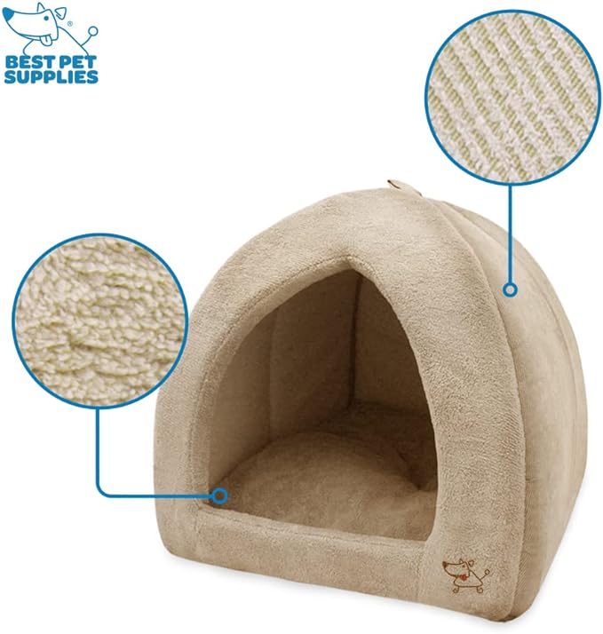 Pet Tent-Soft Bed for Dog and Cat by Best Pet Supplies - Tan, 18" x 18" x H:16"