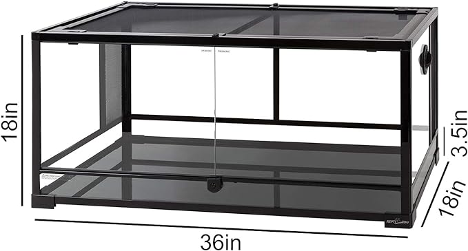 REPTI ZOO 50 Gallon Reptile Glass Terrarium Tank Double Hinge Door with Screen Ventilation Large Reptile Terrarium 36" x 18" x 18"(Knock-Down)