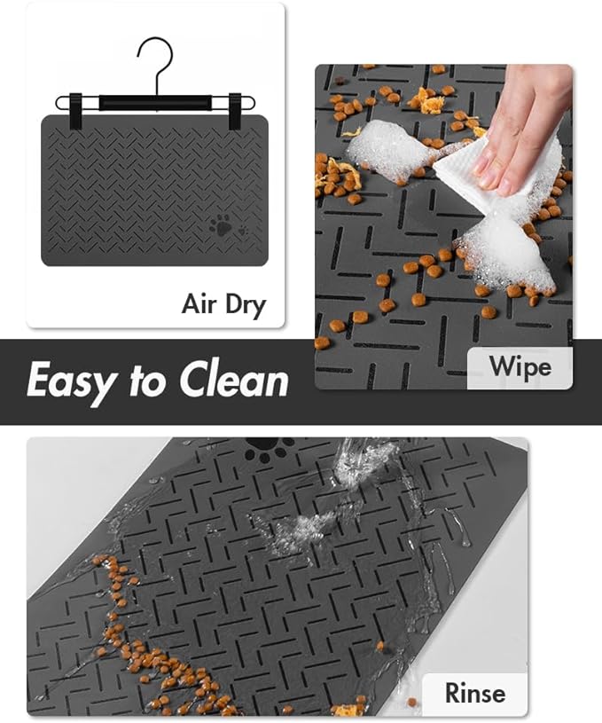 MontVoo-Absorbent Pet Feeding Mat-No Stains Quick Dry Dog Mat for Food and Water Bowl-Rubber Backing Dog Food Mat Dog Water Dispenser Mat-Dog Accessories Pet Supplies-Dog Water Bowl for Messy Drinkers