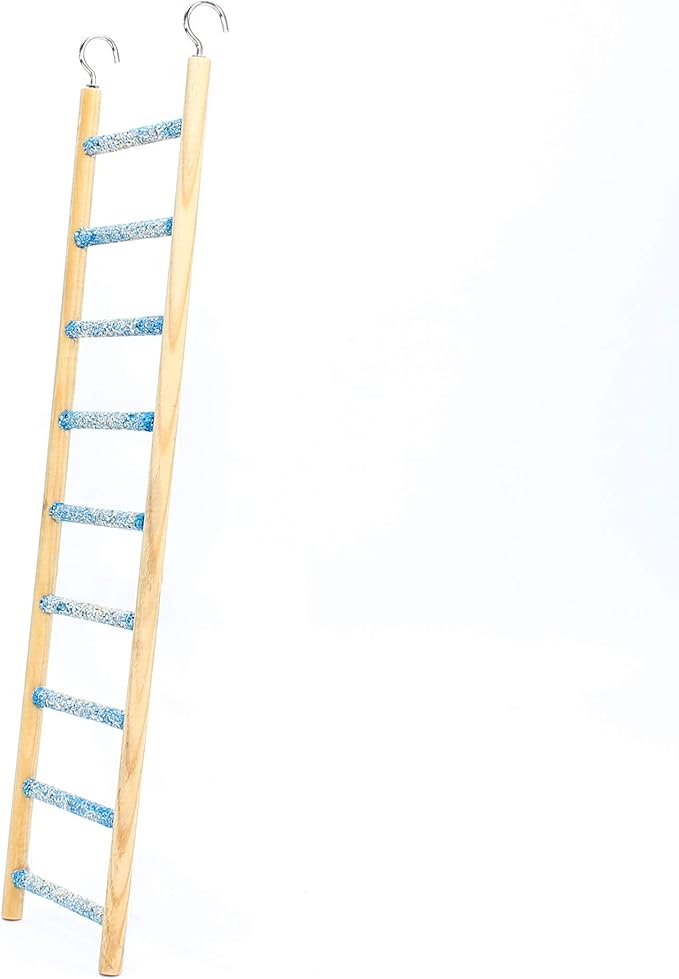 Penn-Plax Bird-Life Trimmer Plus Cement & Wood 9 Step Ladder – Cement Made from Crushed Sea Shells – Great for Small Birds (BA243)