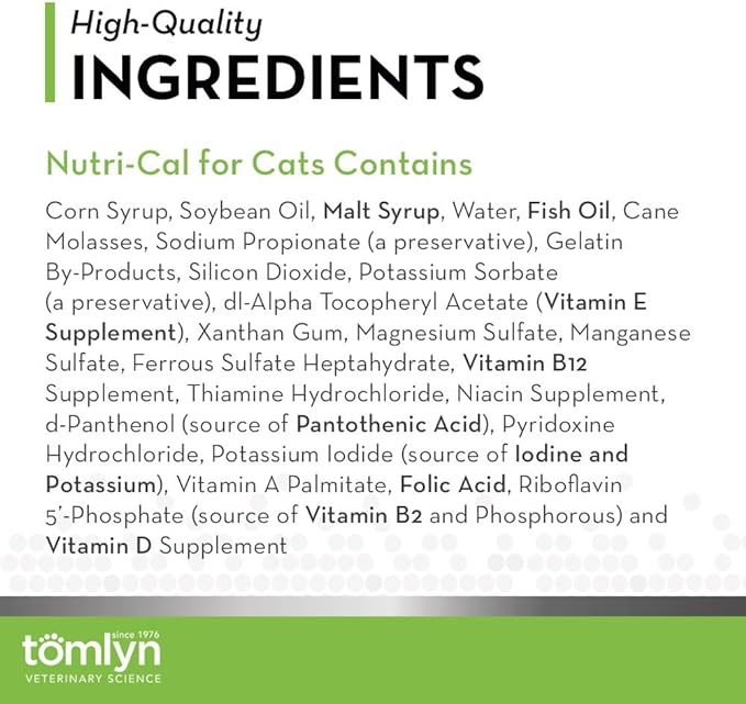 Tomlyn High Calorie Nutritional Gel for Cats, (Nutri-Cal) 4.25 oz