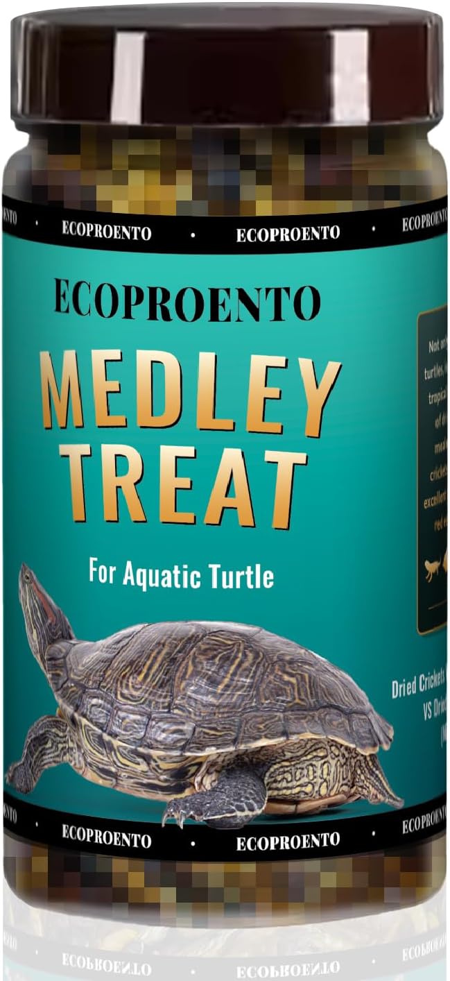 Aquatic Turtle Food - Reptile & Amphibian Food, 3oz Freeze-Dried River Shrimp, Mealworms, and Crickets Medley Treat, Vitamin-Enriched Turtle Shrimp