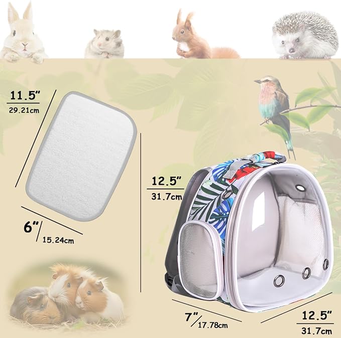 Guinea Pig Carrier,Guinea Pig Carrier for 2,Reptile Travel Carrier for Lizards Sugar Glider Hedgehog Rat Parrot Birds (Floral-YLR Floral, Backpack+Triangle HMK)