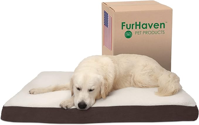 Furhaven Orthopedic Dog Bed for Large Dogs w/ Removable Washable Cover, For Dogs Up to 95 lbs - Sherpa & Suede Mattress - Espresso, Jumbo/XL