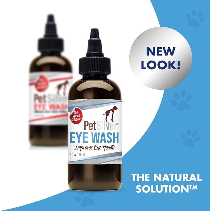 PetSilver Eye Wash Drops for Dogs and Cats with Chelated Silver, Made in USA, Natural Eye Solution, Relief for Inflammation & Eye Irritation, Easy to Apply, 4 fl oz