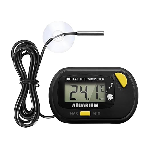 Fish Tank Digital Thermometer Aquarium Thermometer Reptile Thermometer Water Thermometer with MAX/MIN LCD Display Terrarium Water Temperature Test Aquarium Temperature Measurement (Orange)