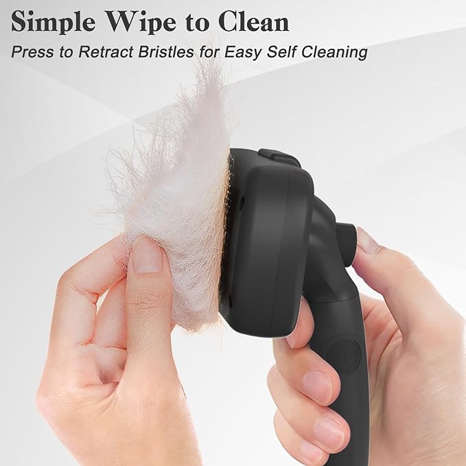 Self Cleaning Slicker Brush for Dogs & Cats, Skin Friendly Grooming Cat Brush, Dog Brush for Shedding, Deshedding Brush, Hair Brush Puppy Brush for Haired Dogs, Pet Supplies Accessories, Black