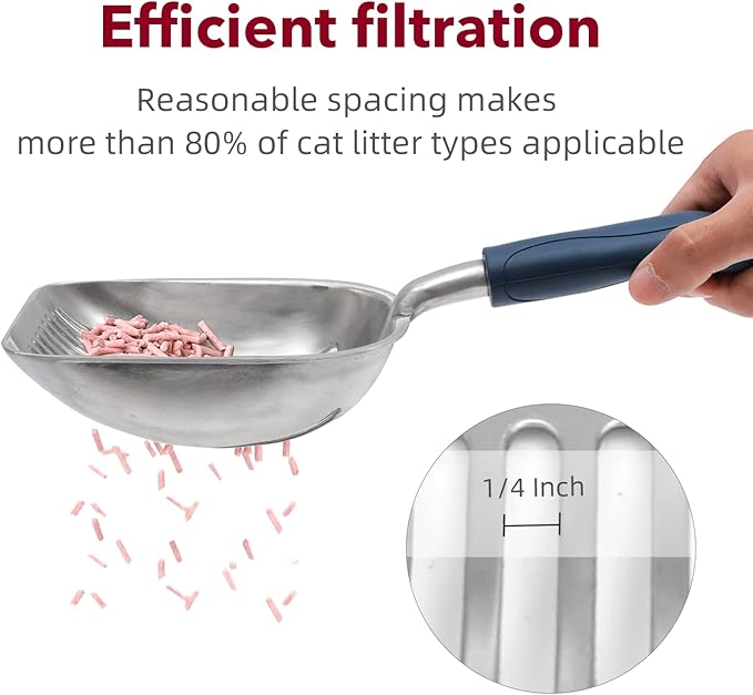 Cat Litter Scoop - Aluminum Alloy cat Litter Shovel, Suitable for All cat Litter, Metal Durable Garbage Shovel Black