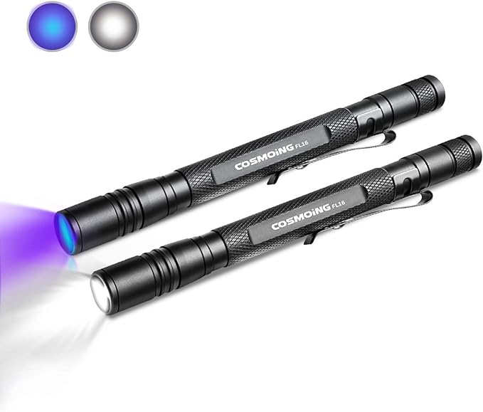 UV Flashlight, 395nm Black Light Pen Flashlight, LED Pen Flashlight IPX4 Waterproof, Urine Detector for Pet Urine, Cat Dog Stains, Bed Bug, Night Fishing, Travel