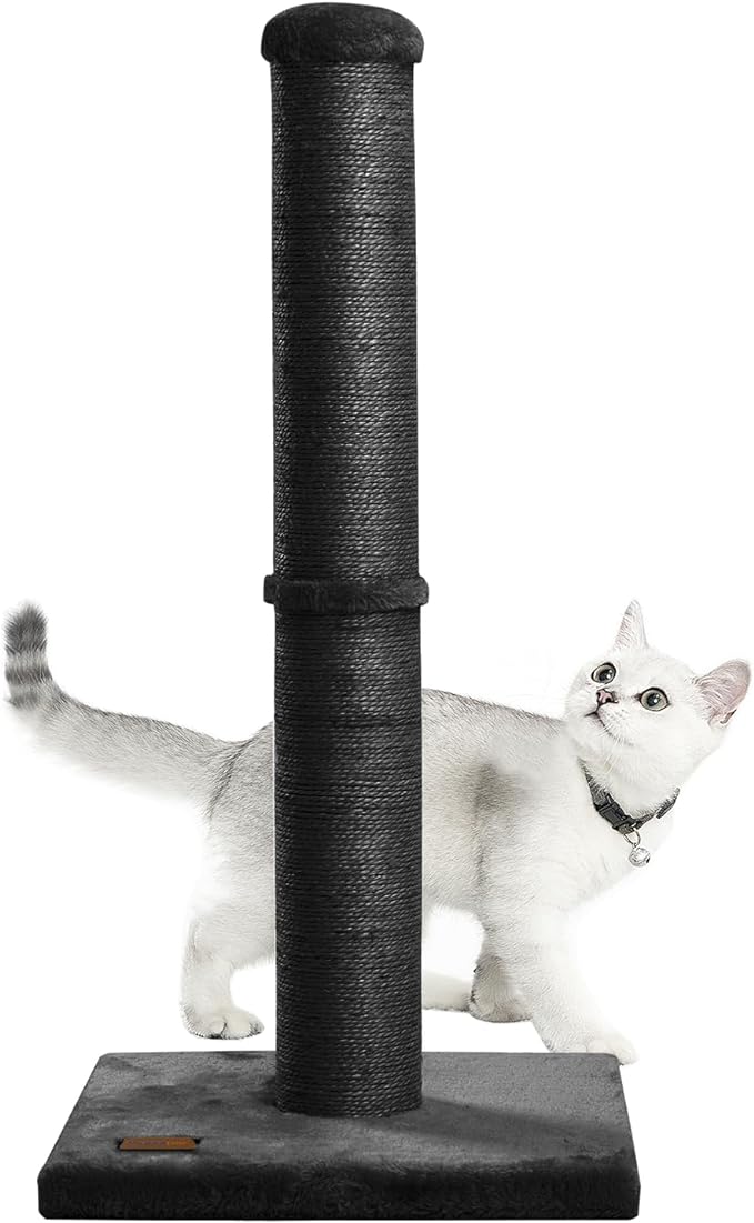 34inch Cat Scratching Post with Natural Sisal Rope 4.3Inch Large Diameter Scratcher Post Tree for Indoor Cats Black