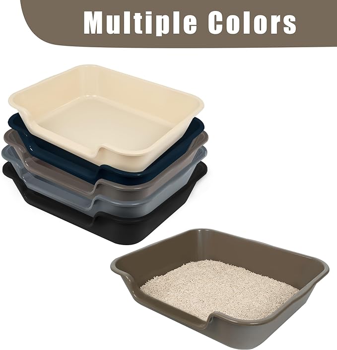 1 Pack Extra Large Dog Litter Box Pan Tray (ABS Material), Low Entry Jumbo Senior Litter Boxes for Multiple Kitten Big Cats, Pet Safe Indoor Dog Potty (Sandbeach, 20" L x 15" W)