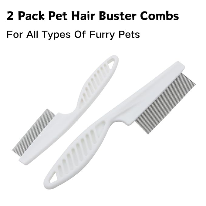 2 Pack Hamster Brush - Small Pet Hair Comb Stainless Steel Rounded Teeth Massage Comb for Hamster Chinchilla Ferret Guinea Pig Rabbit Small Animal Grooming Tool Cleaning Supplies (2 Pack,White)