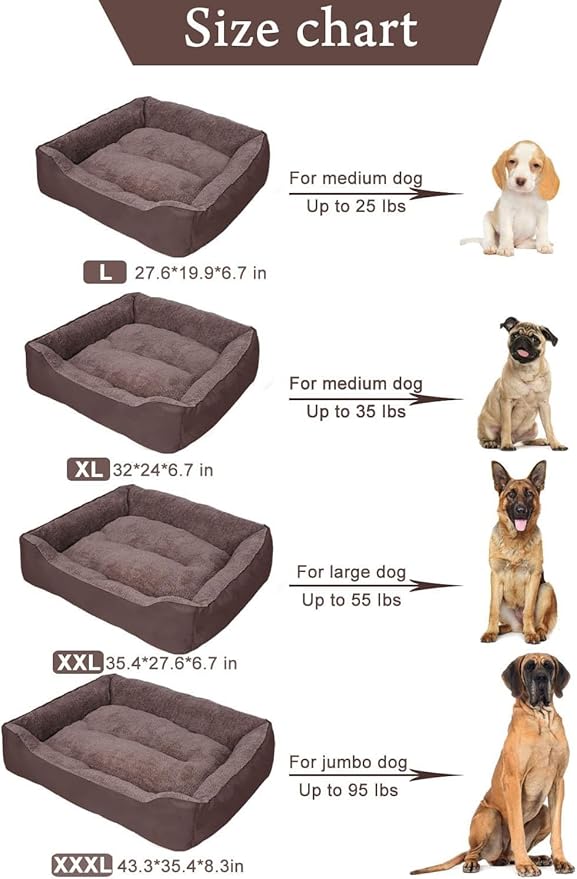 PUPPBUDD Dog Beds for Extra Large Dogs, Rectangle Washable Dog Bed Comfortable and Breathable Pet Sofa Warming Orthopedic Dog Bed for Jumbo Dogs