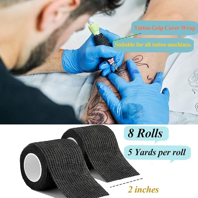 Self Adhesive Bandage Wrap,1 Inch 5 Yards 16 Pack Blue Elastic Flexible Cohesive Bandages, Vet Wrap Tattoo Sports Tape Bulk for First Aid Supplies (Blue)